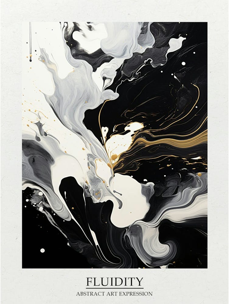Fluidity Abstract Black And White 1 Poster