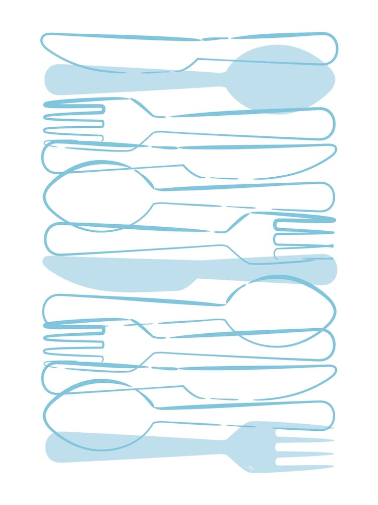 Blue Forks And Spoons