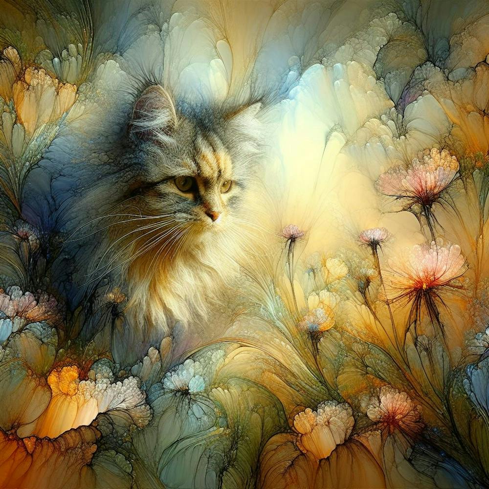 Cat In Flowers