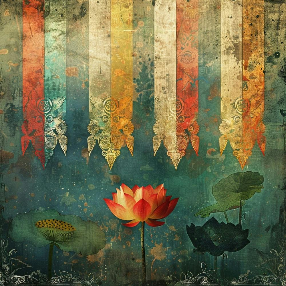 Wesak Banner Texture Featuring Buddhist Prayer F 1