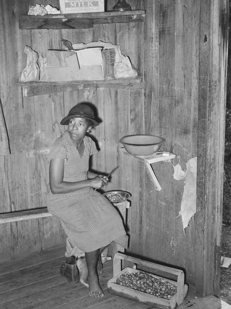 Woman Strawberry Worker Cutting Up Berries To Make Wine, Hammond, Louisiana By Russell Lee