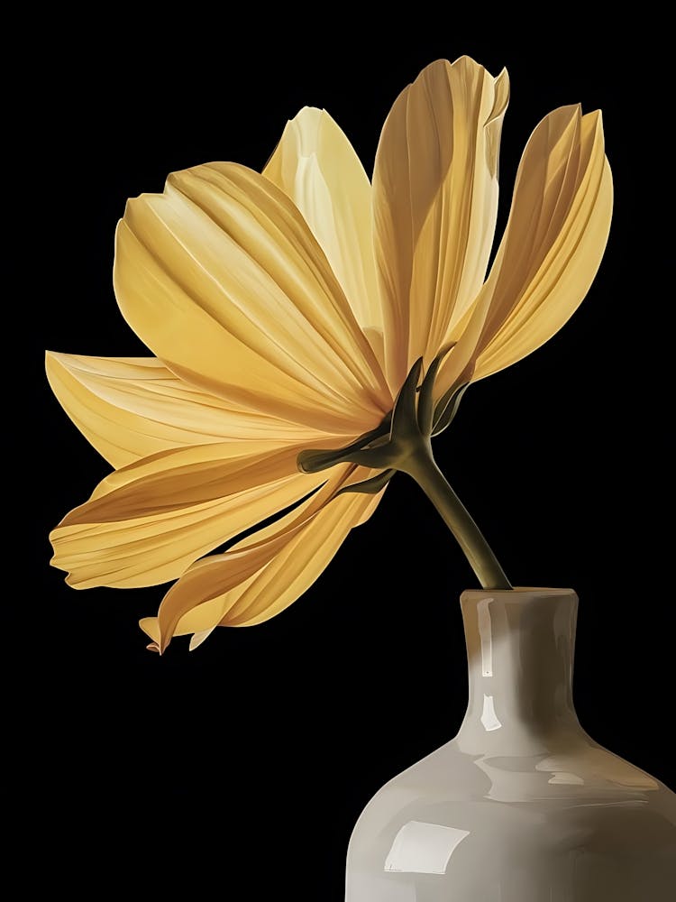 Yellow Daisy In A White Vase