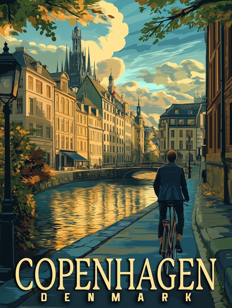 Copenhagen Vintage Travel Poster