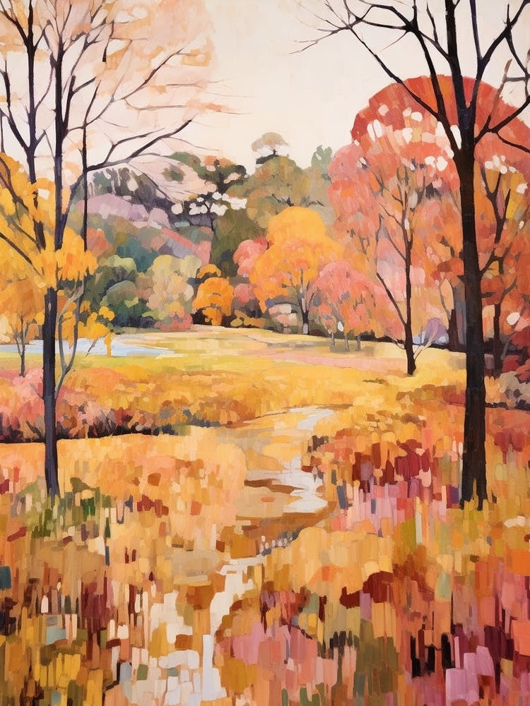 Autumn City Park Painting Royal Park Kyoto Japan 3