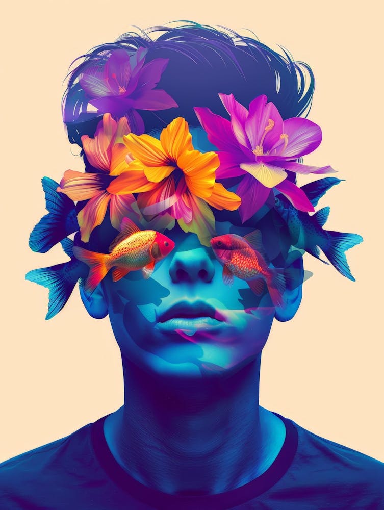 Man With Flowers On His Head