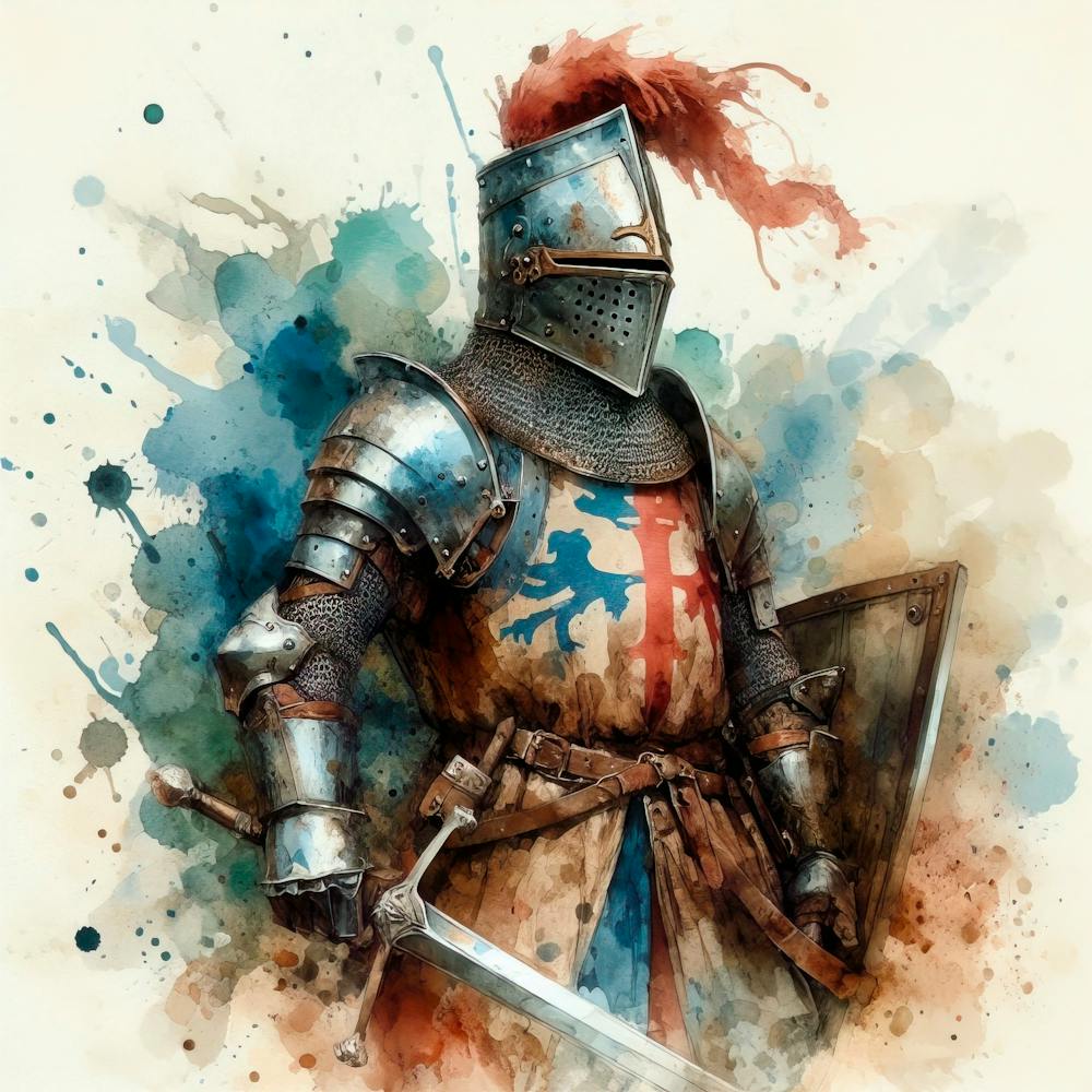 Watercolor Drawing Of A Medieval Knight 4