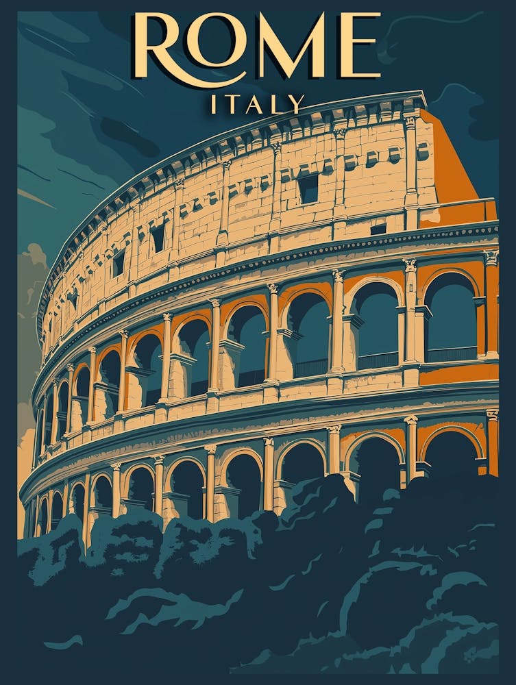 Rome Italy Vintage Colosseum Poster