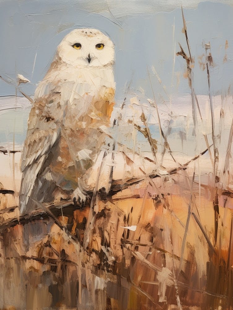 Peinture d'Oiseau Harfang des Neiges 1
