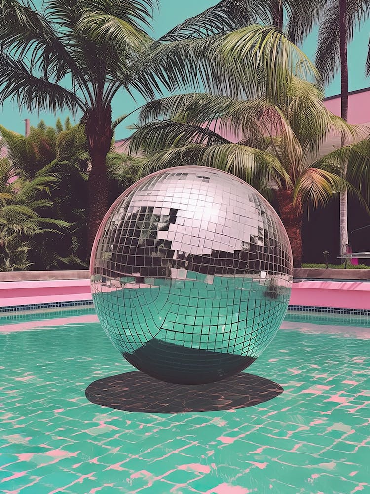 Disco Ball In A Pool, Summer Vibes 1 Art Print by Disco Fever – Fy!