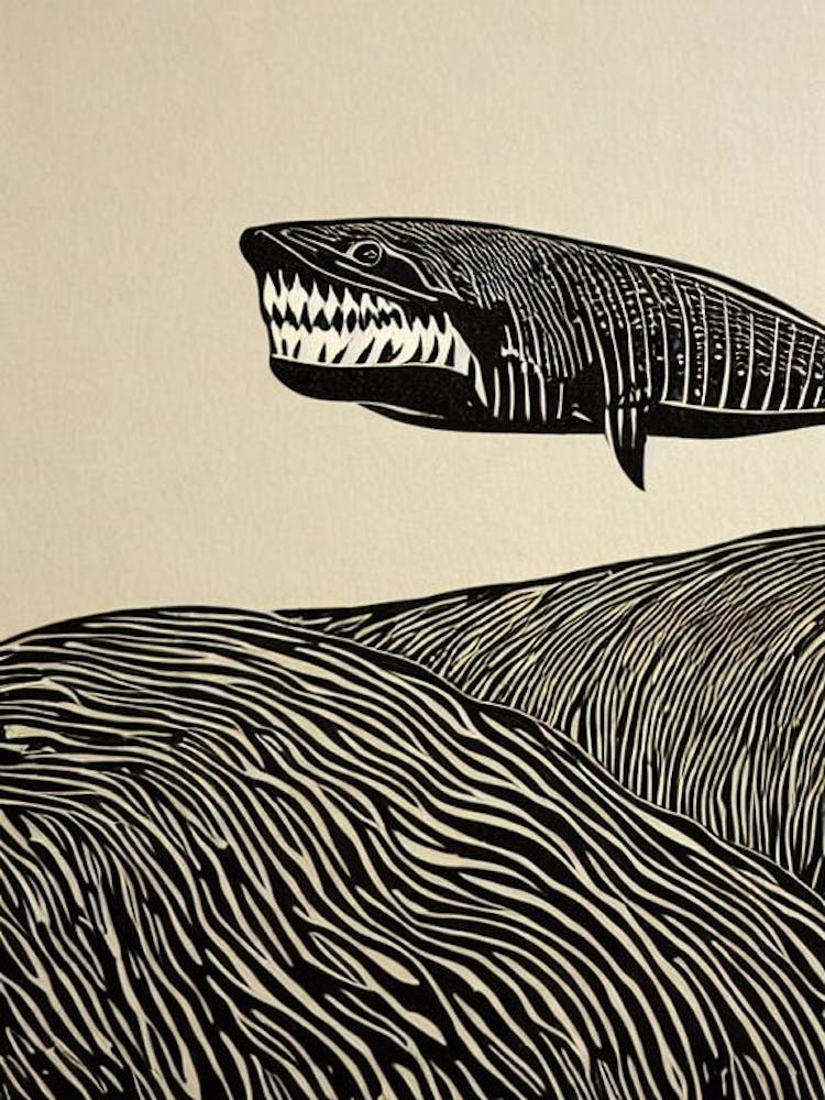 Basking Shark II Linocut