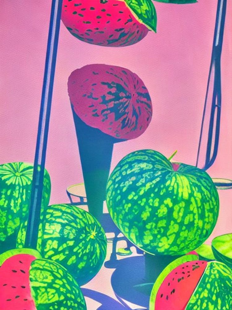 Watermelon 1 Risograph Retro Poster Fruit