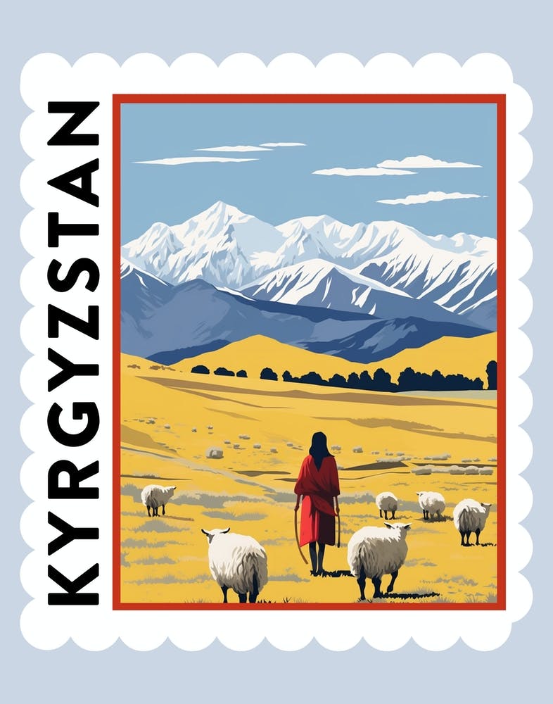 Kyrgyzstan 2 Travel Stamp Poster