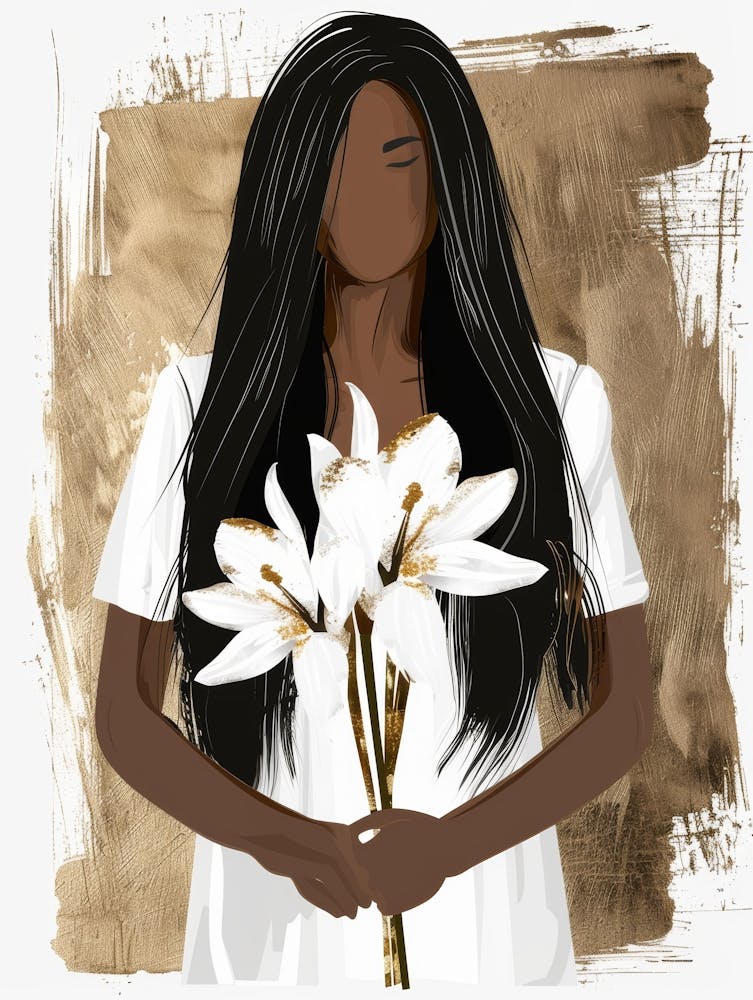 Black Woman Holding Flowers