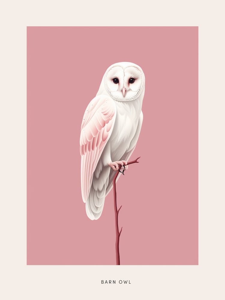 Minimalist Barn Owl 1 Bird Poster