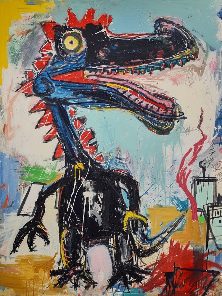 Abstrakter Graffiti Dinosaurier In Der Küche 3