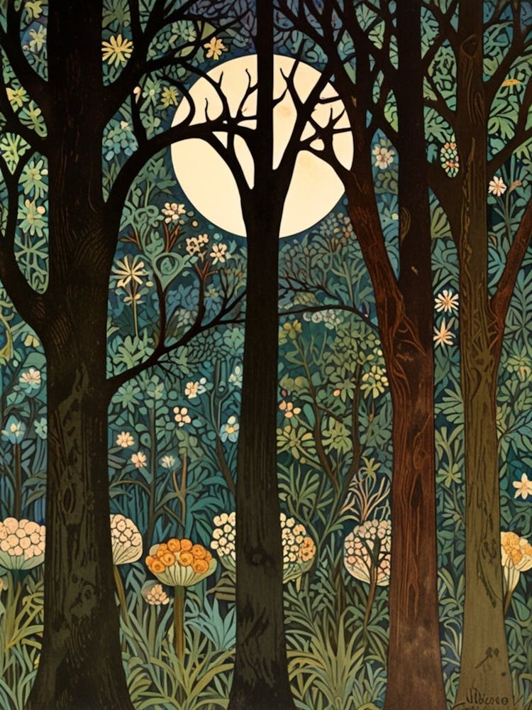 William Morris Moonlight In The Forest 144