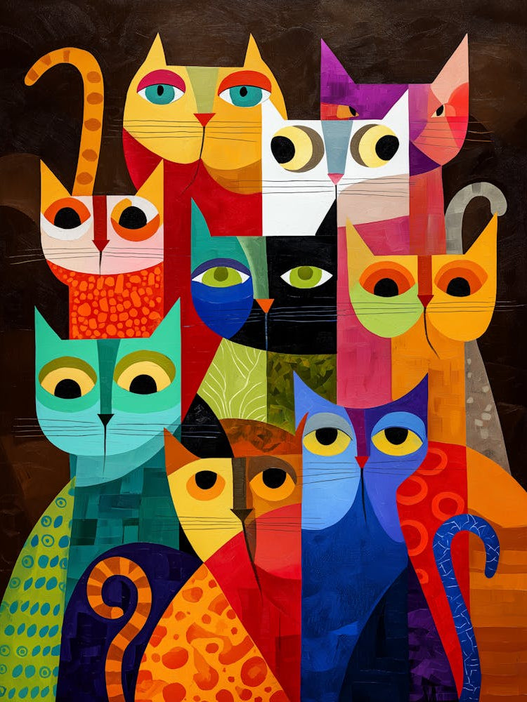 Group Of Stylized Cats