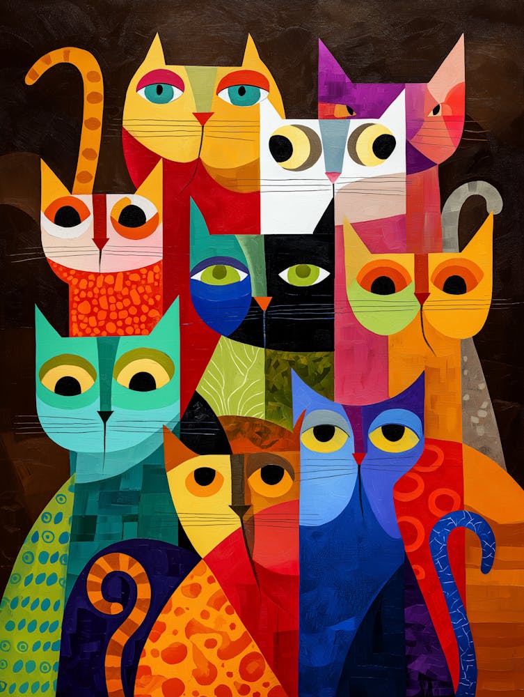 Group Of Stylized Cats