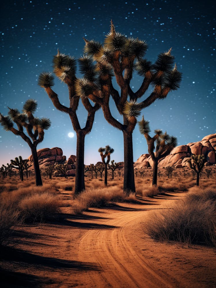 Joshua Tree At Night In Gold And Black (3)