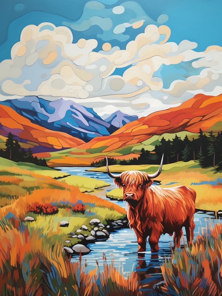 Highland Cow Paint Illustration 3