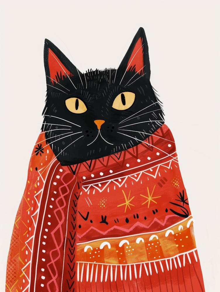 Black Cat In Scarf 4