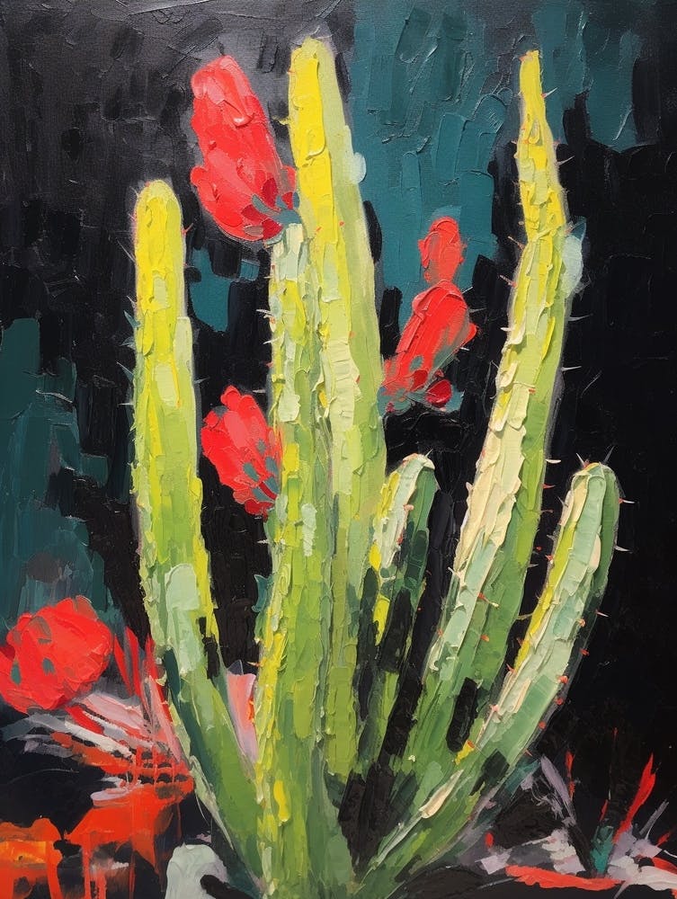 Cactus Painting Moon Cactus 3