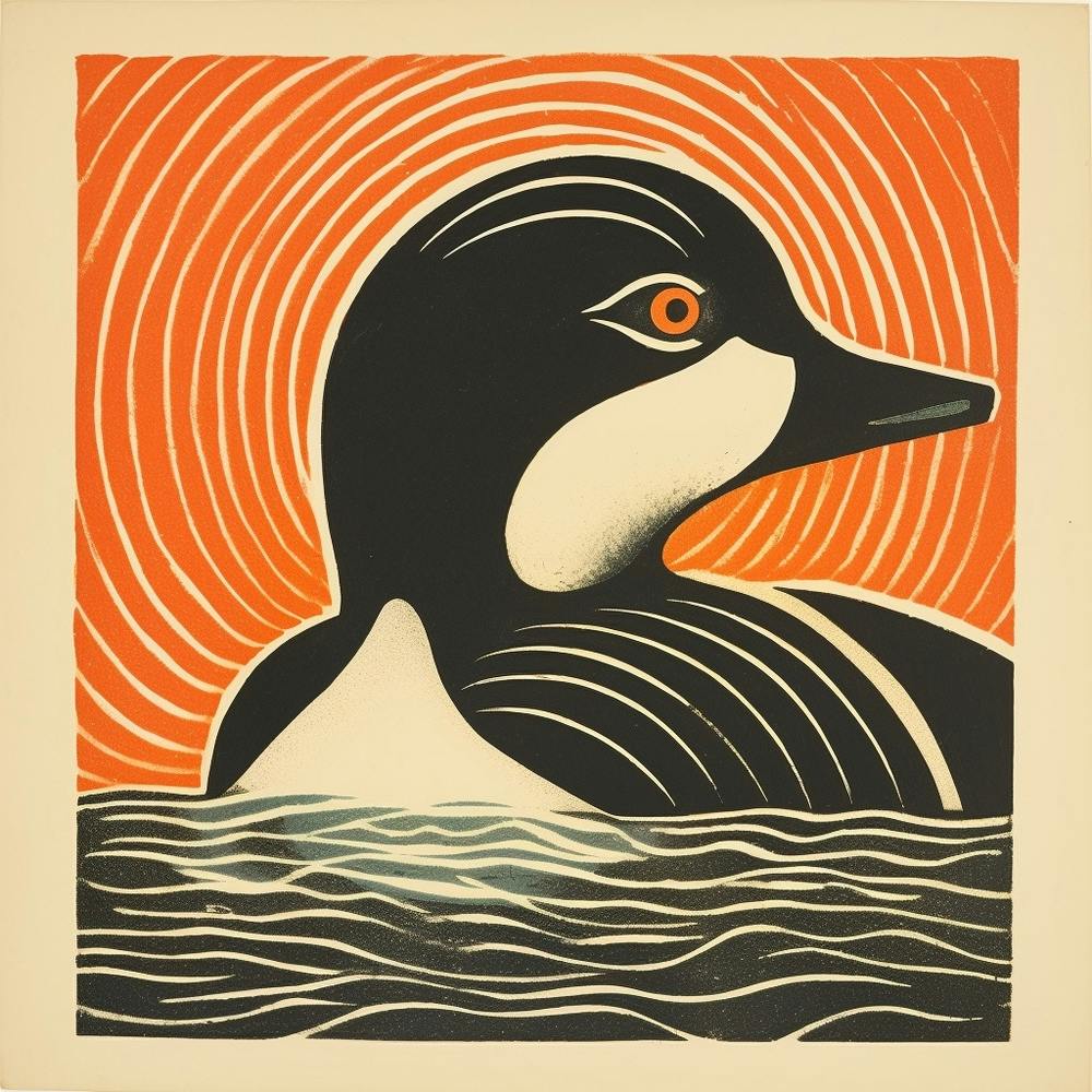 Retro Bird Lithograph Bufflehead 2