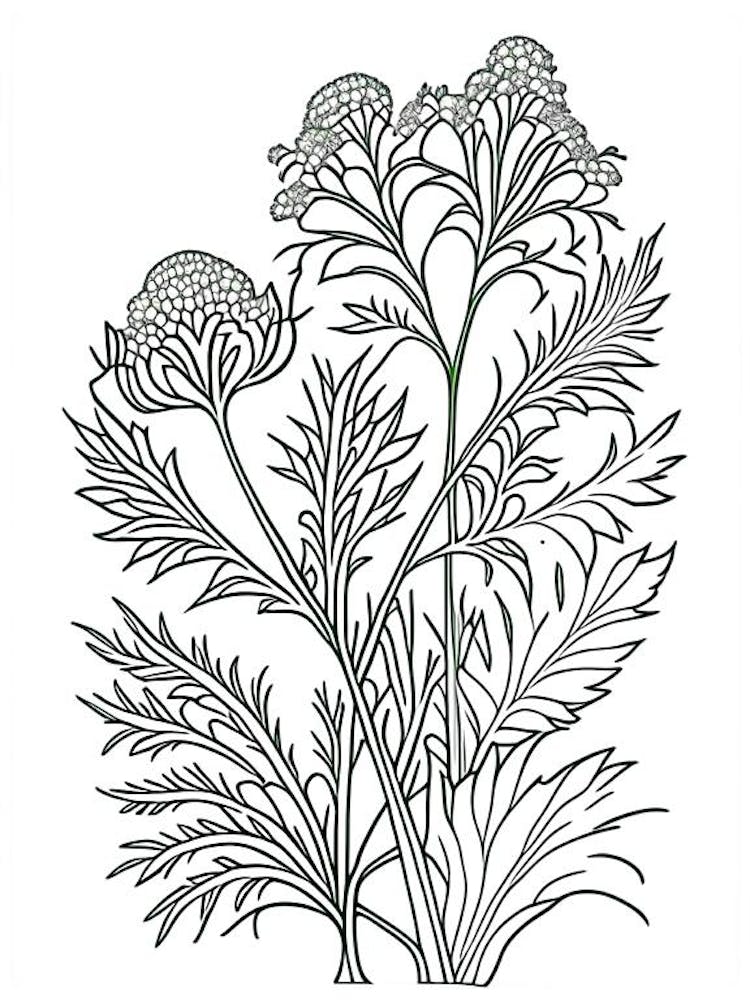 Valerian Herb William Morris Inspired Line Drawing 1