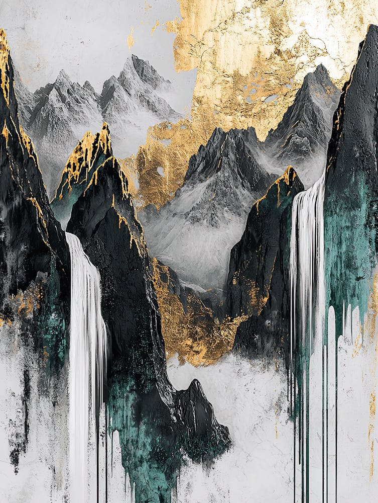 Cantabrian Mountains Golden Peaks - Opulent Abstraction