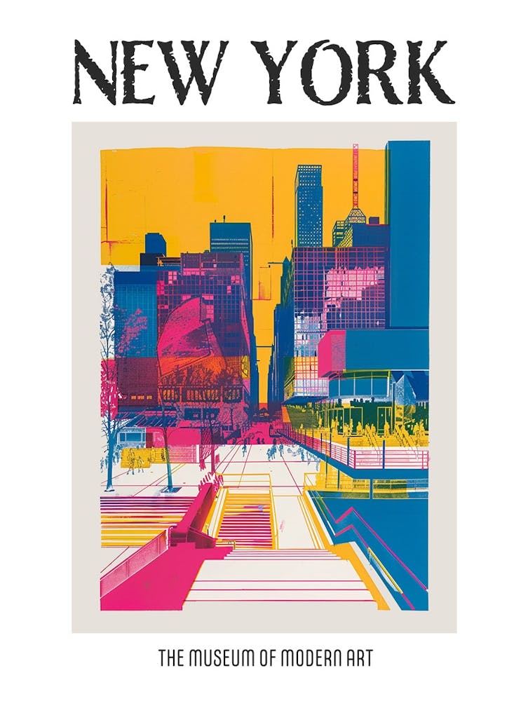 The Museum Of Modern Art New York Colourful Silkscreen Illustration 2 Poster