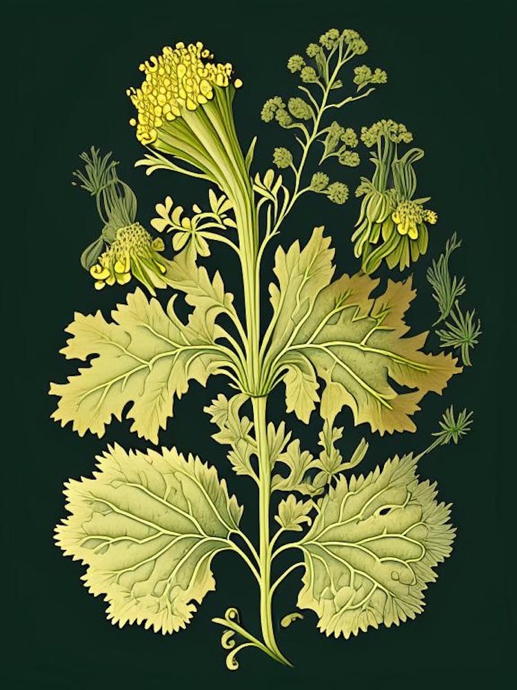 Mustard Herb Vintage Botanical