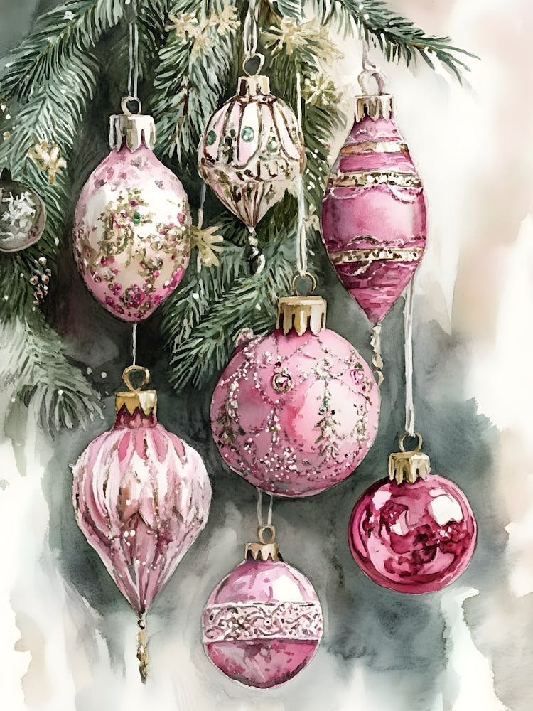 Pink Christmas Ornaments 2