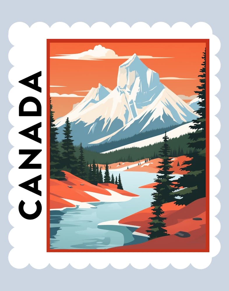 Canada 3 Travel Stamp Poster