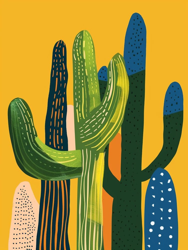 Saguaro Cactus Minimalist Abstract Illustration 2