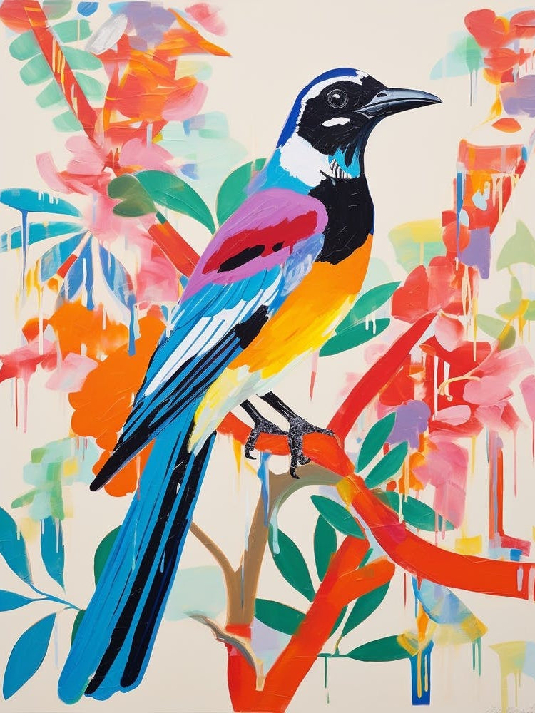 Colourful Bird Painting Magpie 1