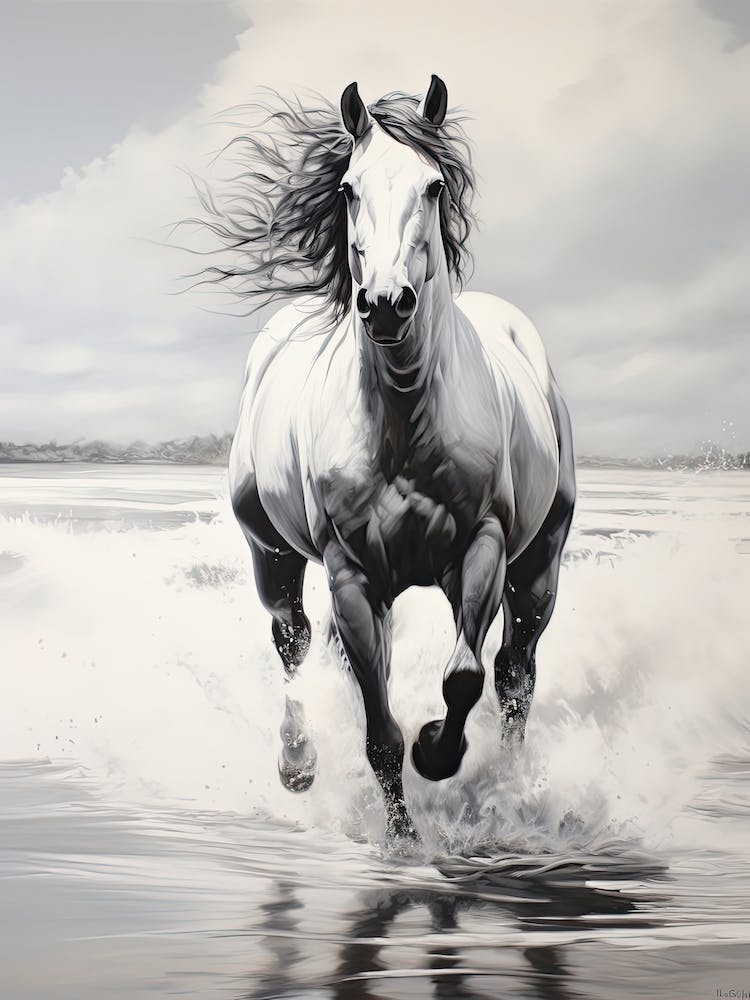 A Horse Oil Painting In  Maldives Beaches, Maldives, Portrait 2