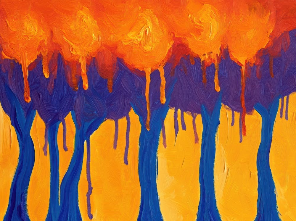 Orange And Blue Trees
