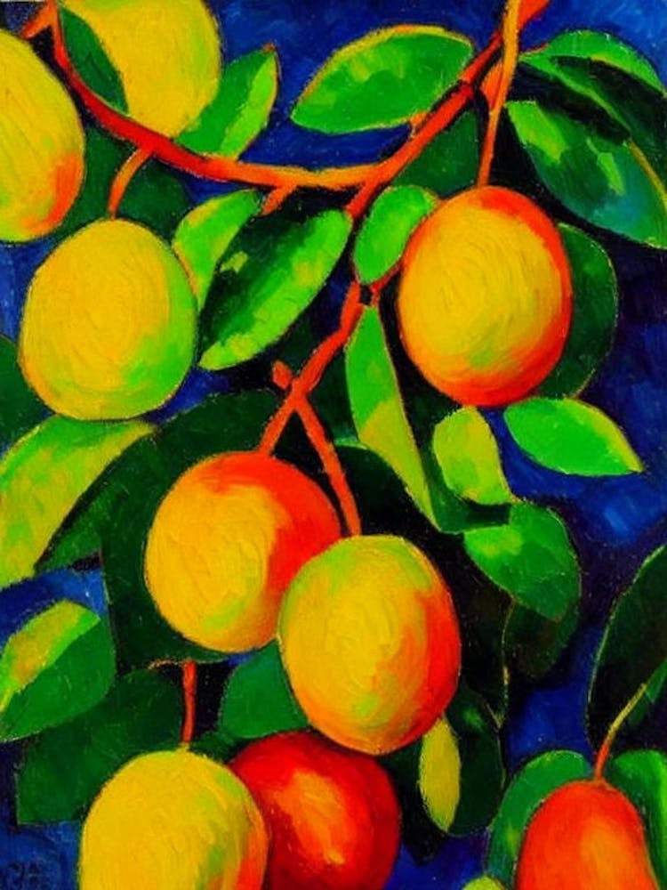 Longan Fruit Vibrant Matisse Inspired Painting Fruit