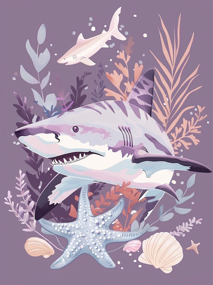 Purple Zebra Shark Illustration 2