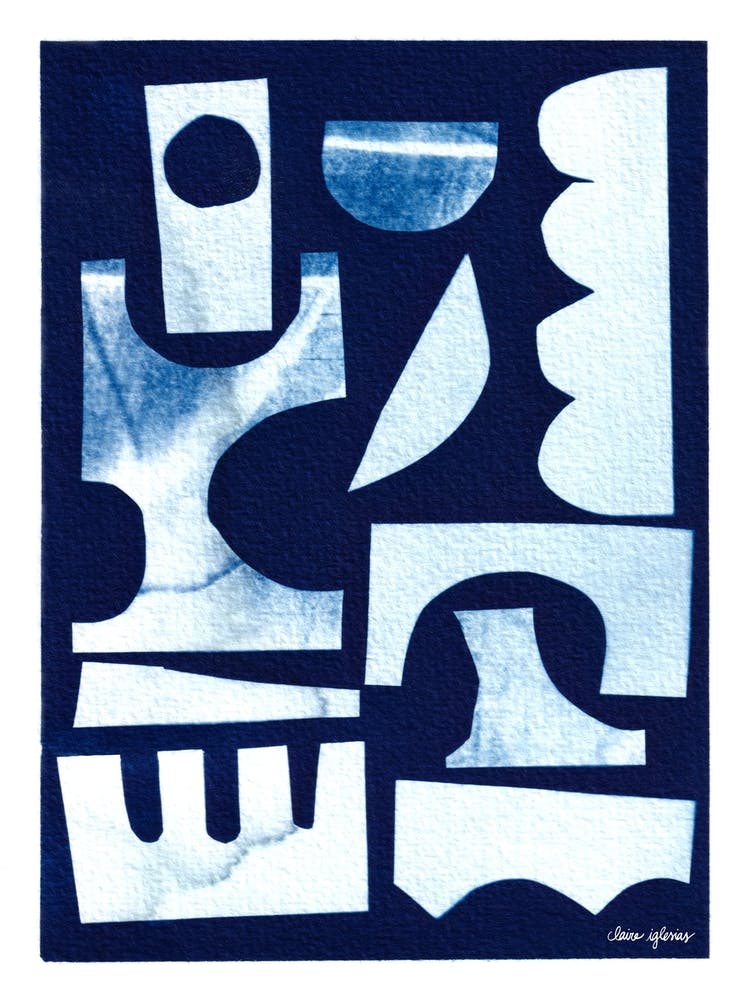 Blue Cyanotype Abstract Collage 2