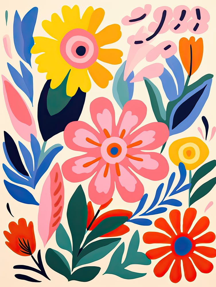 Radiant Petal Ballet; Chromatic Flower Market