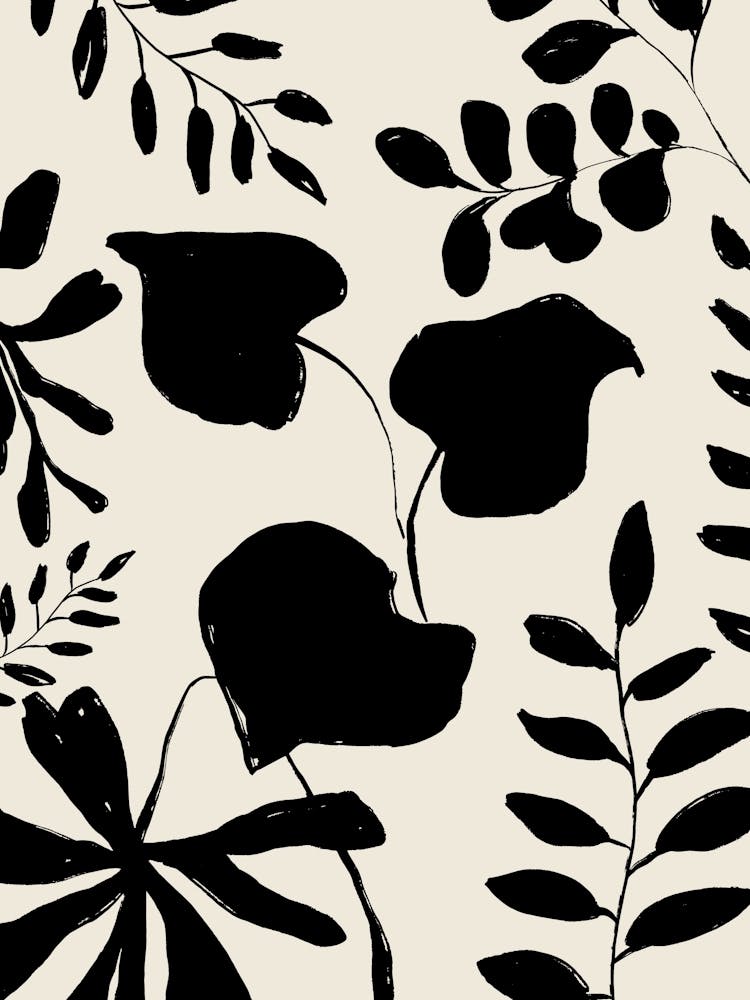 Black And White Leaves 1