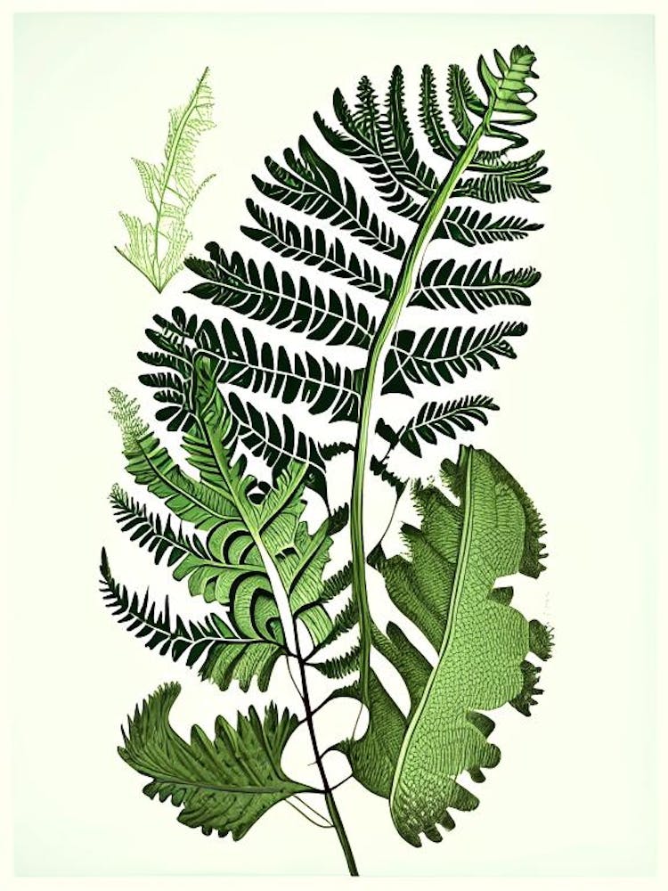 Maidenhair Spleenwort 1 Vintage Botanical Poster