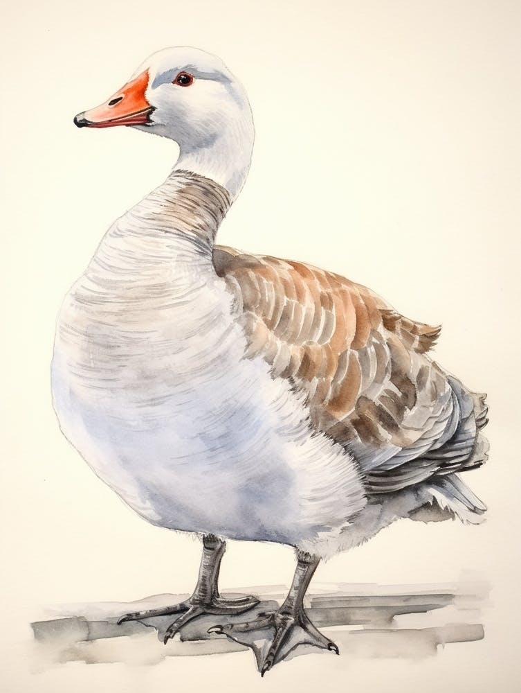 Storybook Animal Watercolour Goose 3