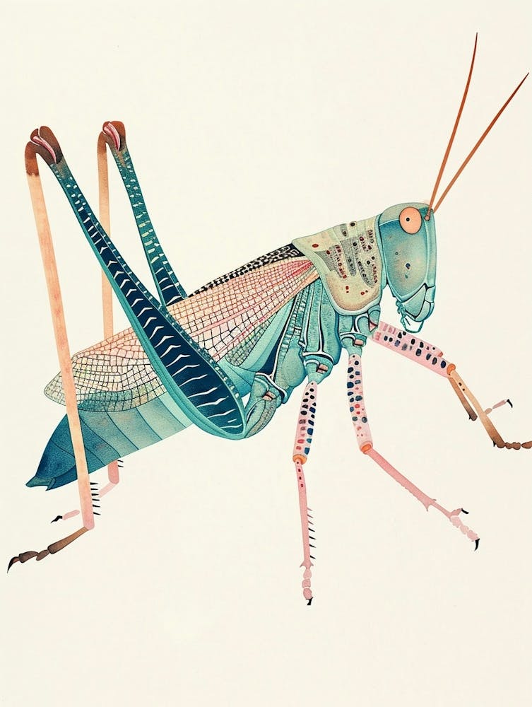 Colourful Insect Illustration Grasshopper 12