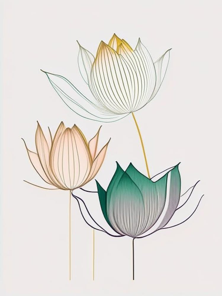 Lotus Flower Petals Minimal Line Drawing 5