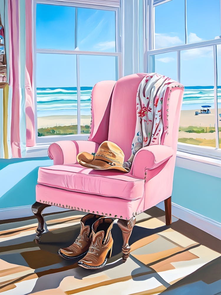 Pink Chair On The Beach