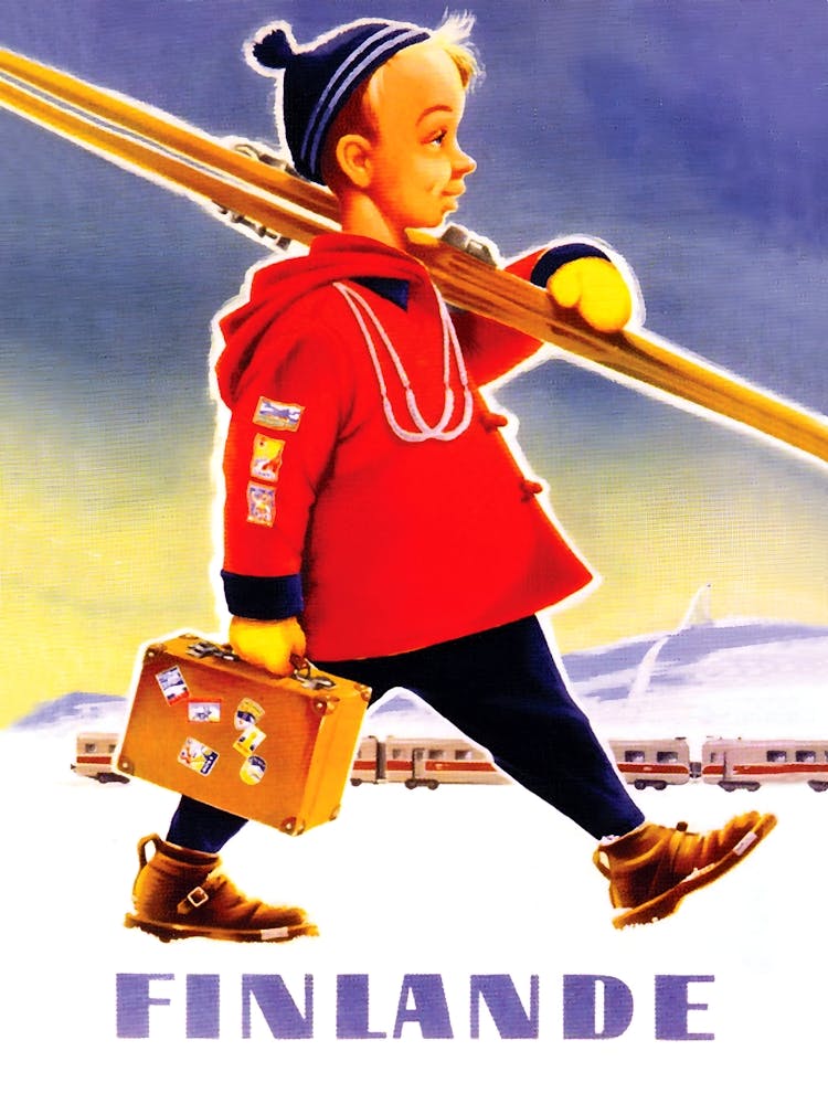 Finland in Winter, Boy With Ski Gears