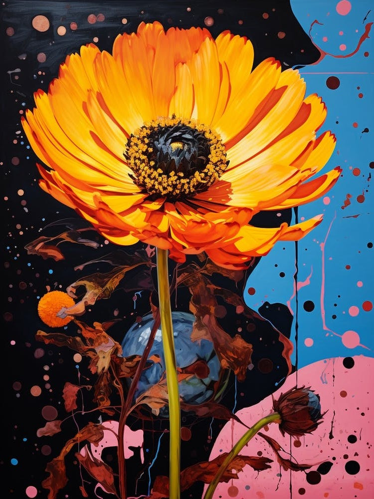 Surreal Florals Calendula 3 Flower Painting