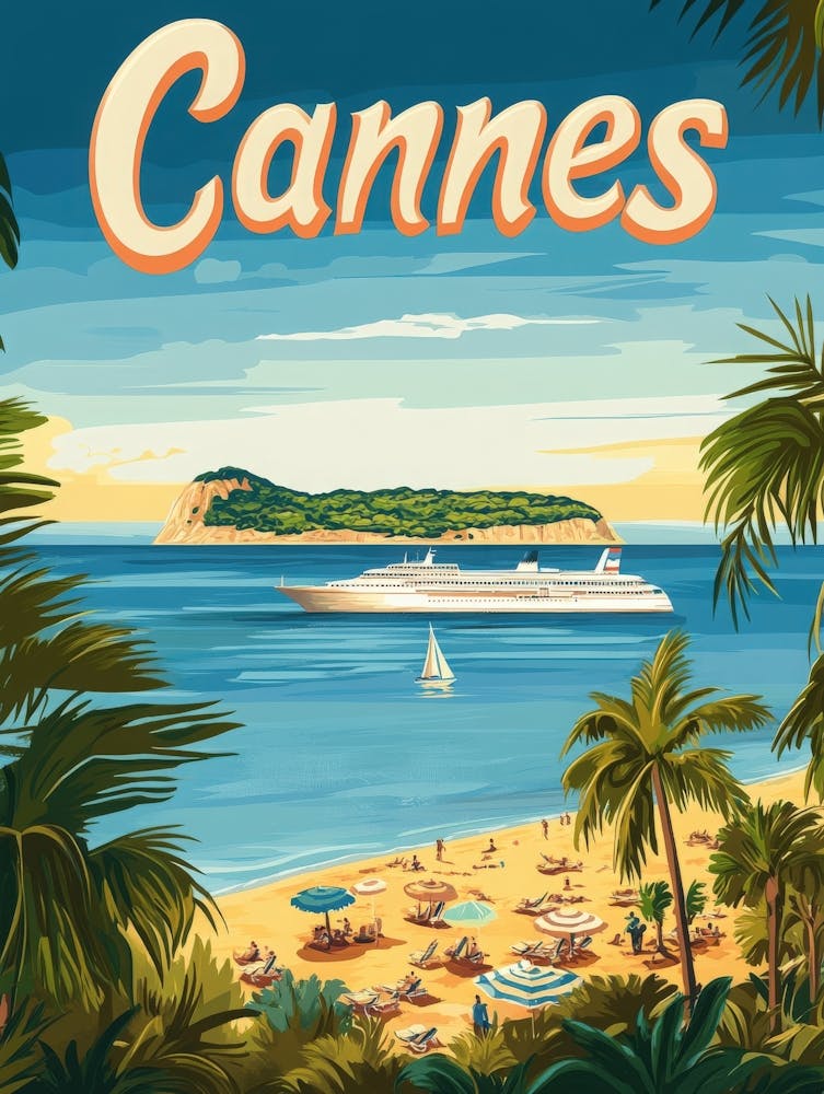 Aihrgdesign A Retro Travel Poster For Cannes Featuring The Sc Efd46301 0bd5 4393 9fe3 296d3f6c48c5 3